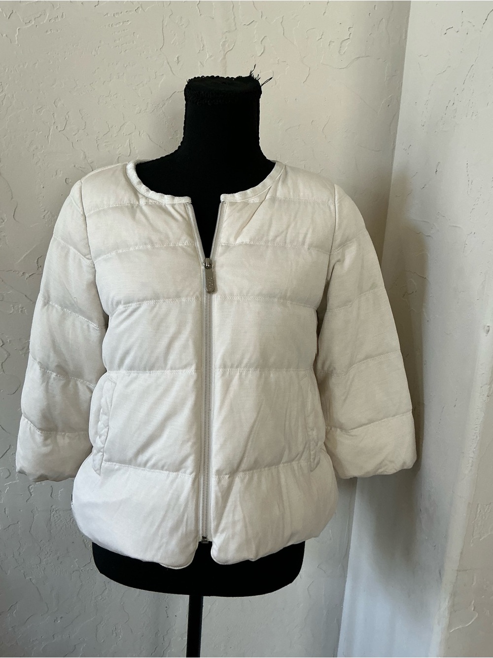 Lole White Short Puffer Jacket - Zip Front
